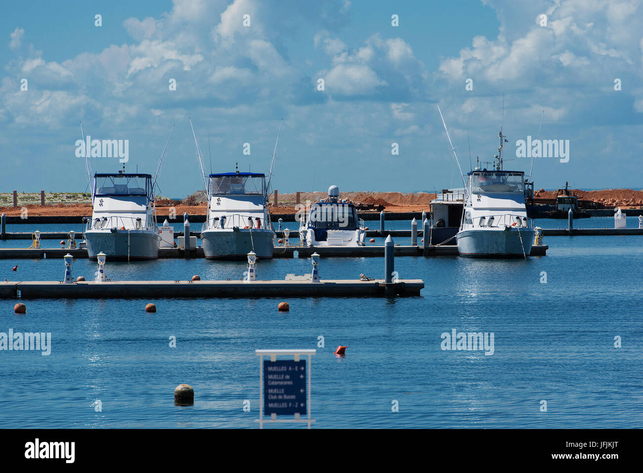 Sea fishing boats in the port of Varadero, Cuba Stock Photo