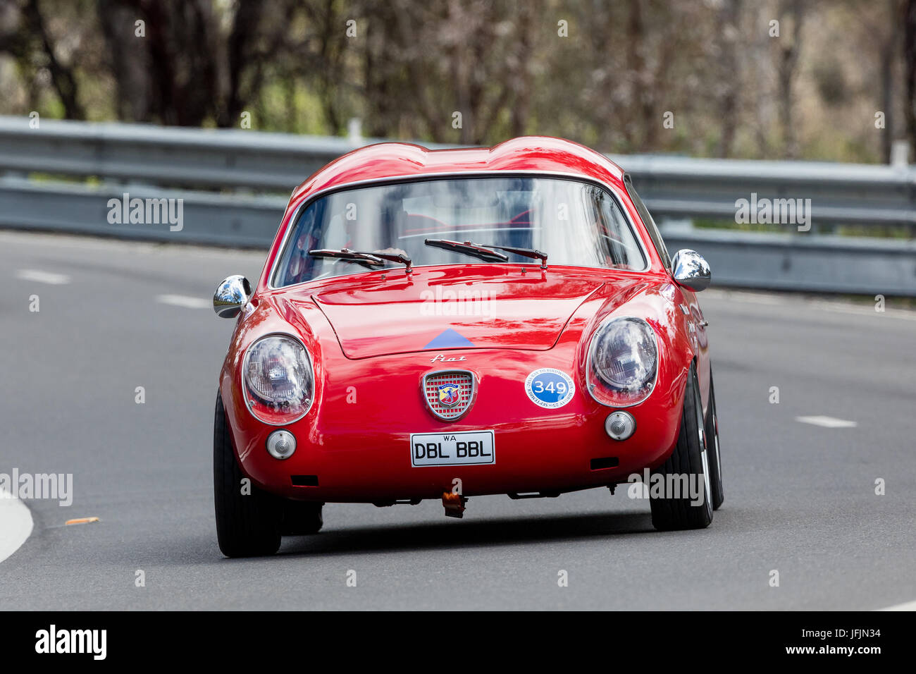 Vintage 1959 Fiat Abarth 750 Gt Zagato Coupe Driving On Country Roads Stock Photo Alamy