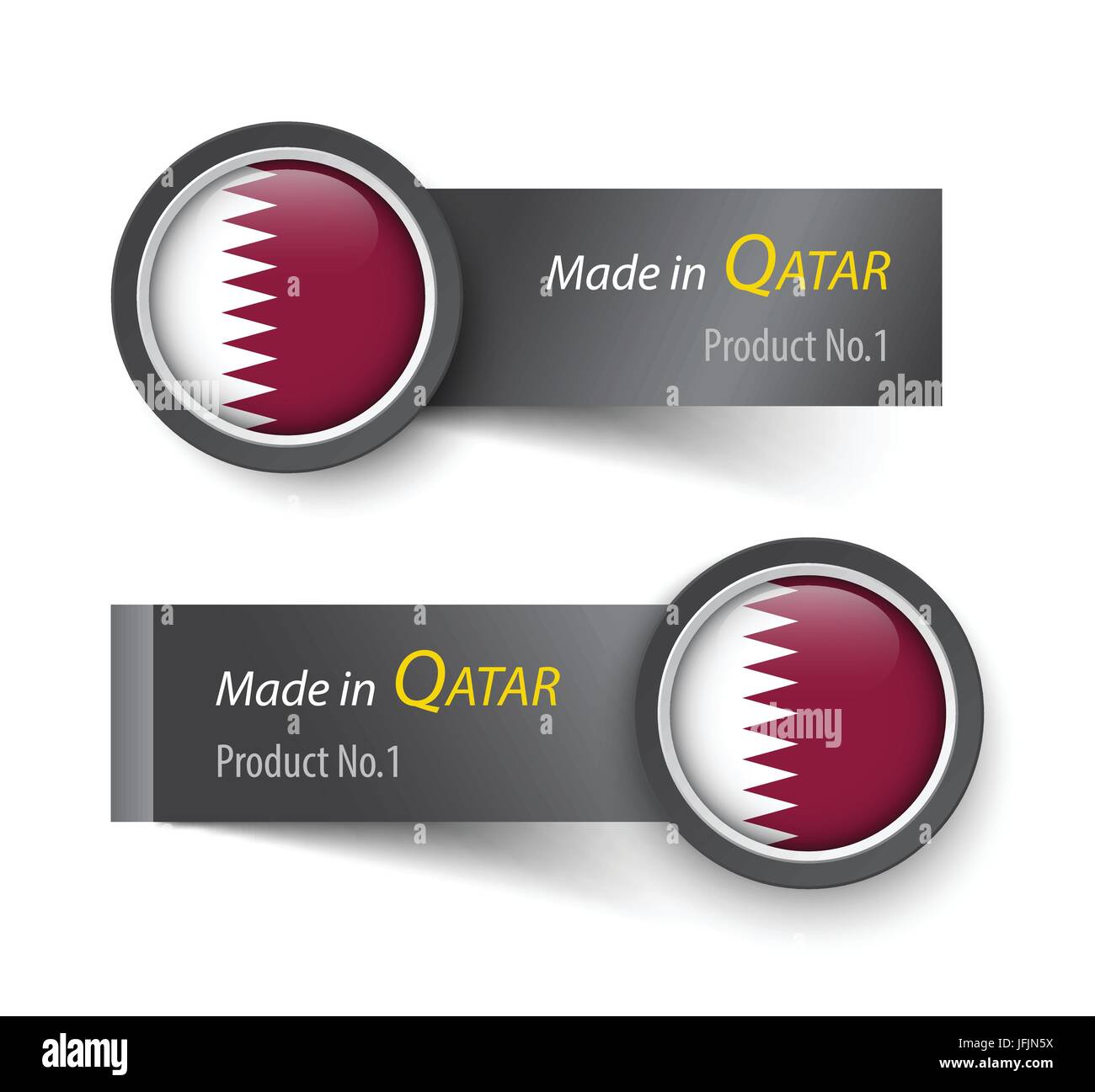 Flag icon and label with text made in Qatar Stock Vector Image & Art