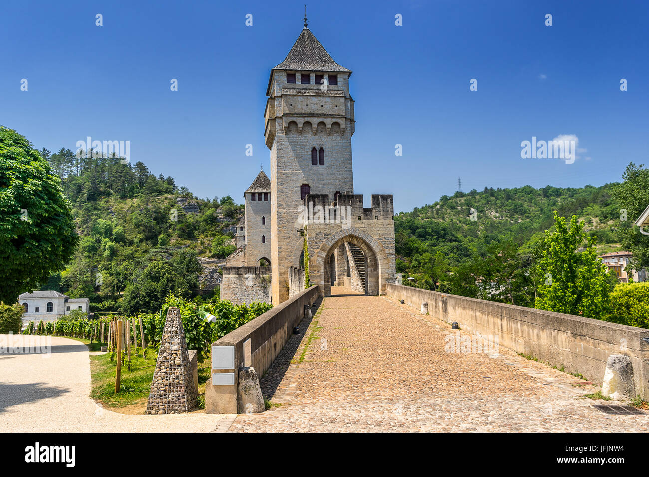 Pont Valentre in Cahors on the Lot Valley Stock Photo