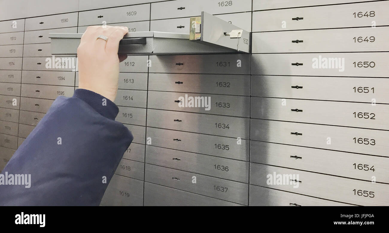 Safe deposit box open in a sure safe deposit cell Stock Photo Alamy