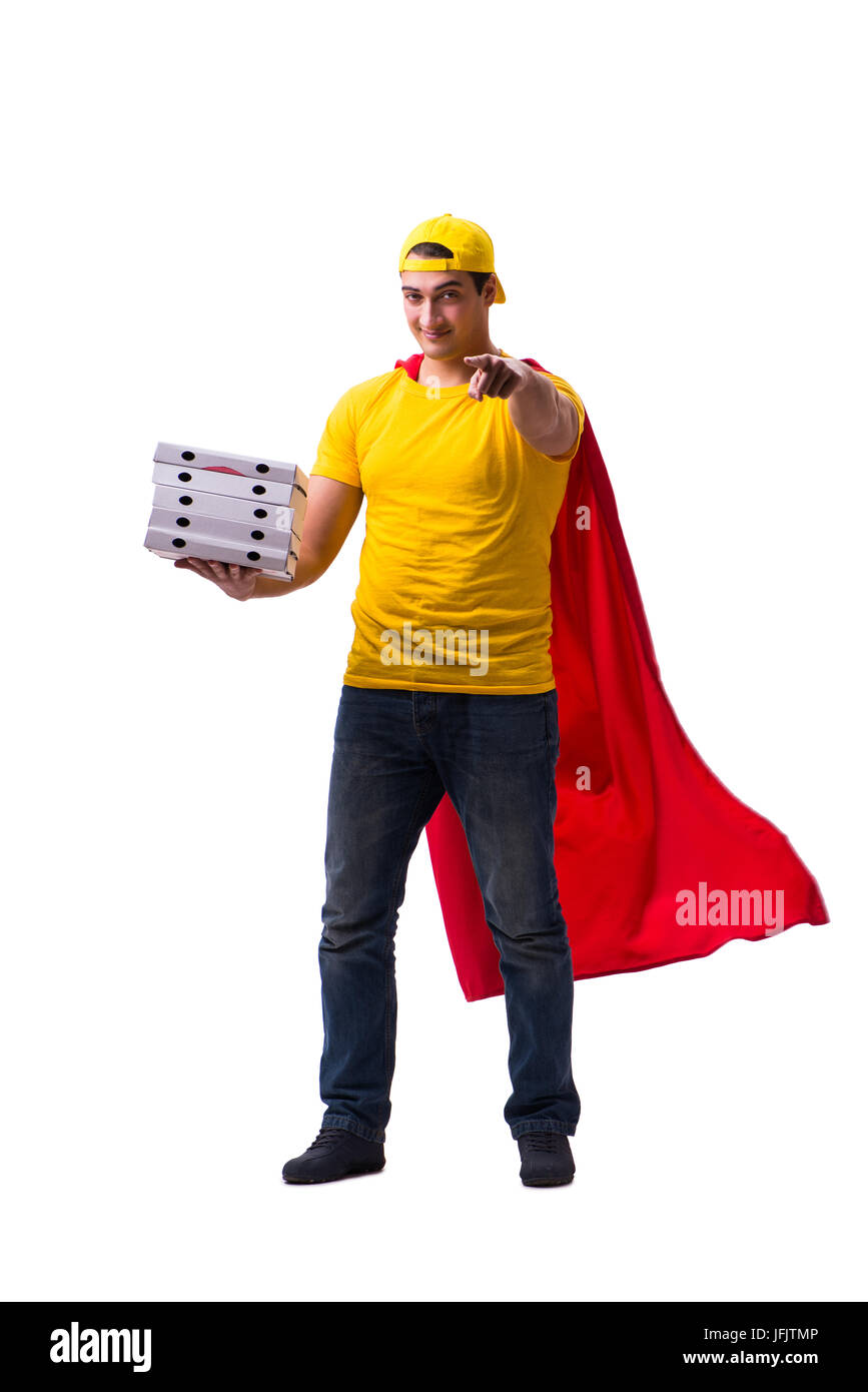 Super hero delivery guy isolated hires stock photography and images