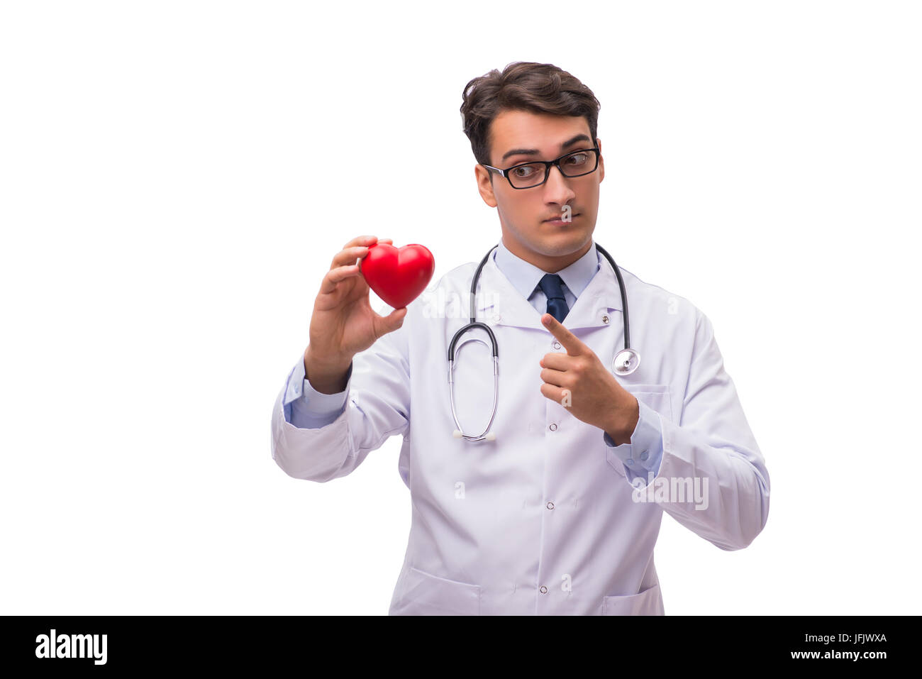 The doctor with heart isolated on white background Stock Photo - Alamy