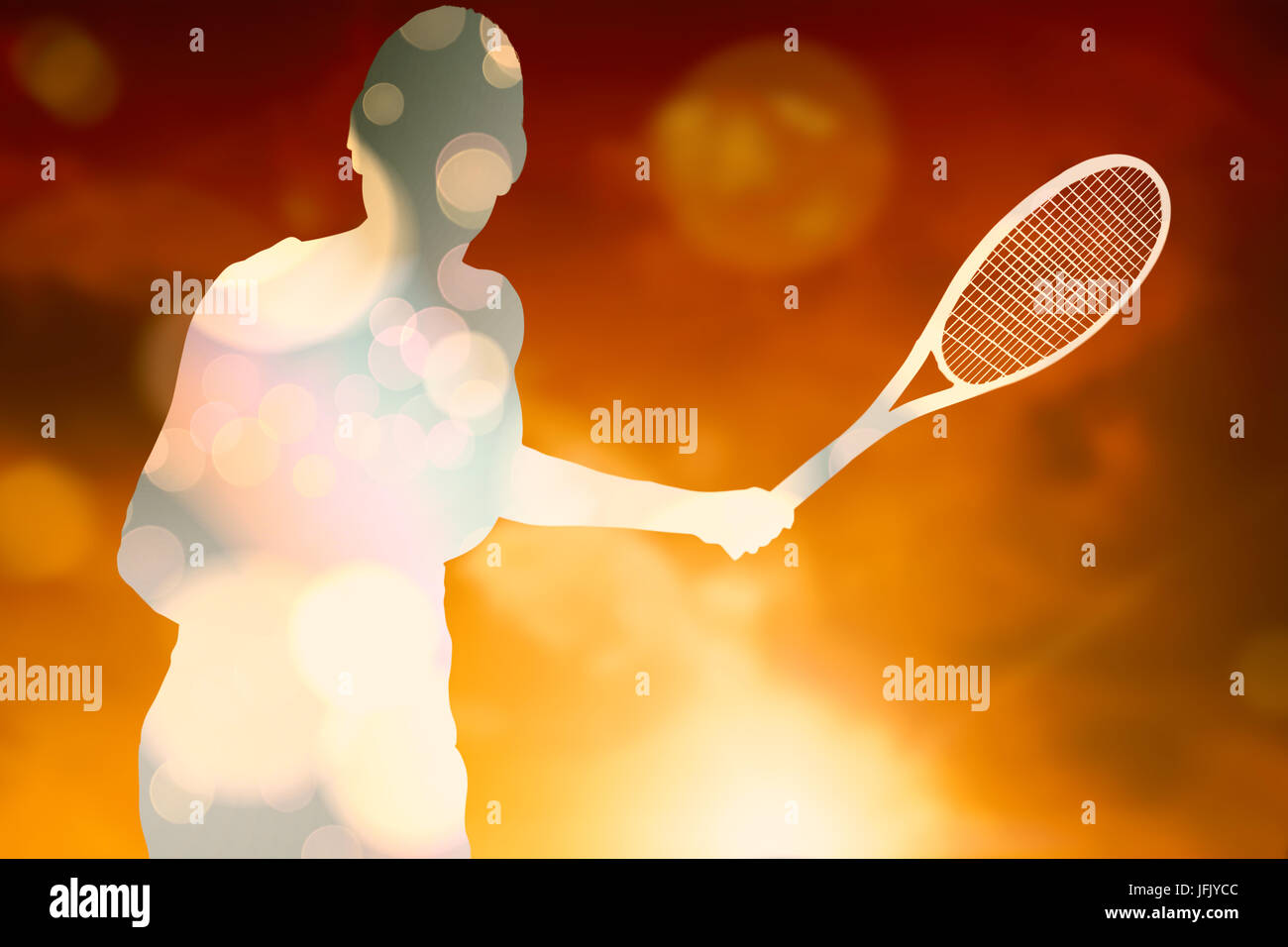 Composite image of female athlete playing tennis Stock Photo