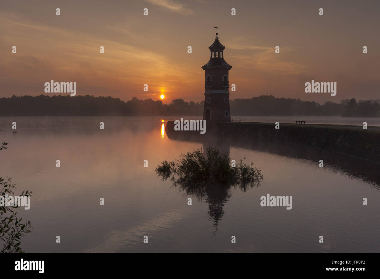 Moritzburg Lighthouse with jetty, saxony Stock Photo