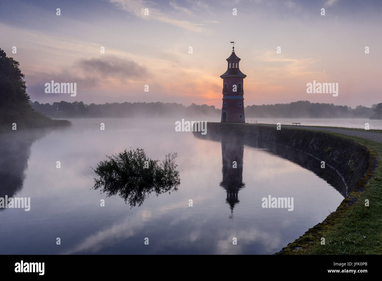 Moritzburg Lighthouse with jetty, saxony Stock Photo