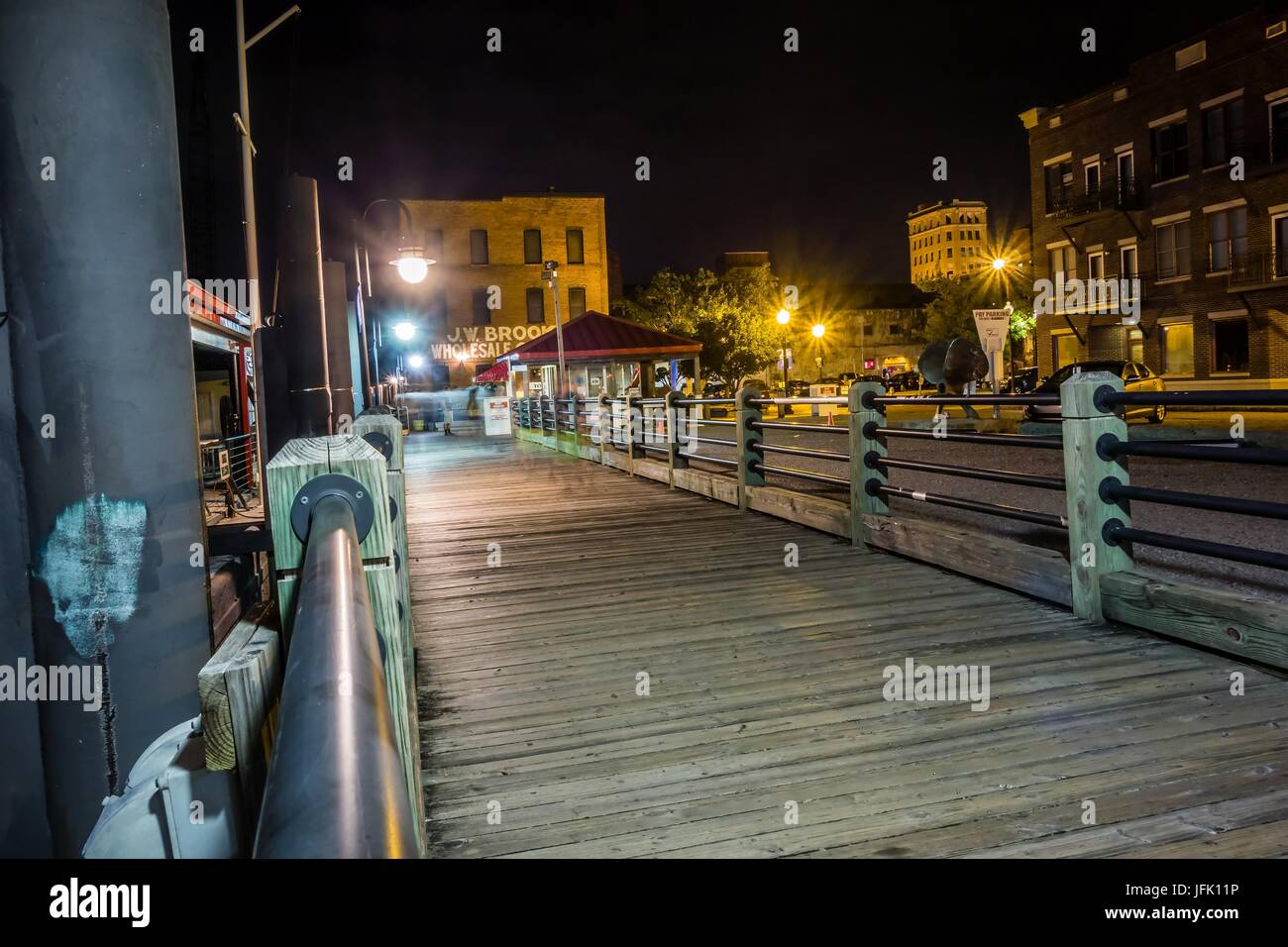 riverfront board walk scenes in wilmington nc at night Stock Photo - Alamy