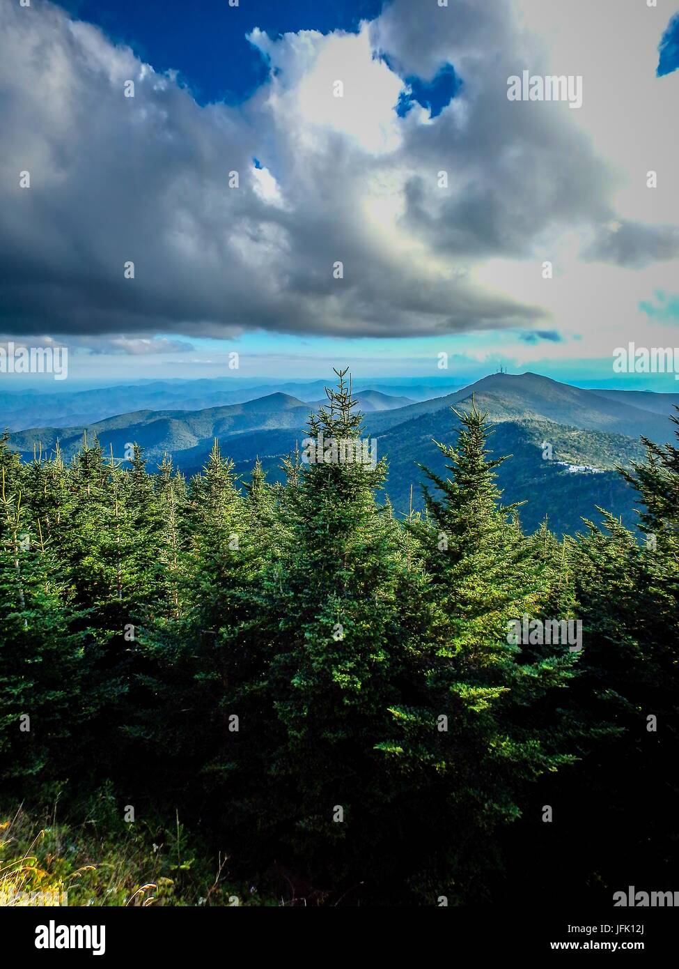 scenic views at sunset on top of mount mitchell Stock Photo
