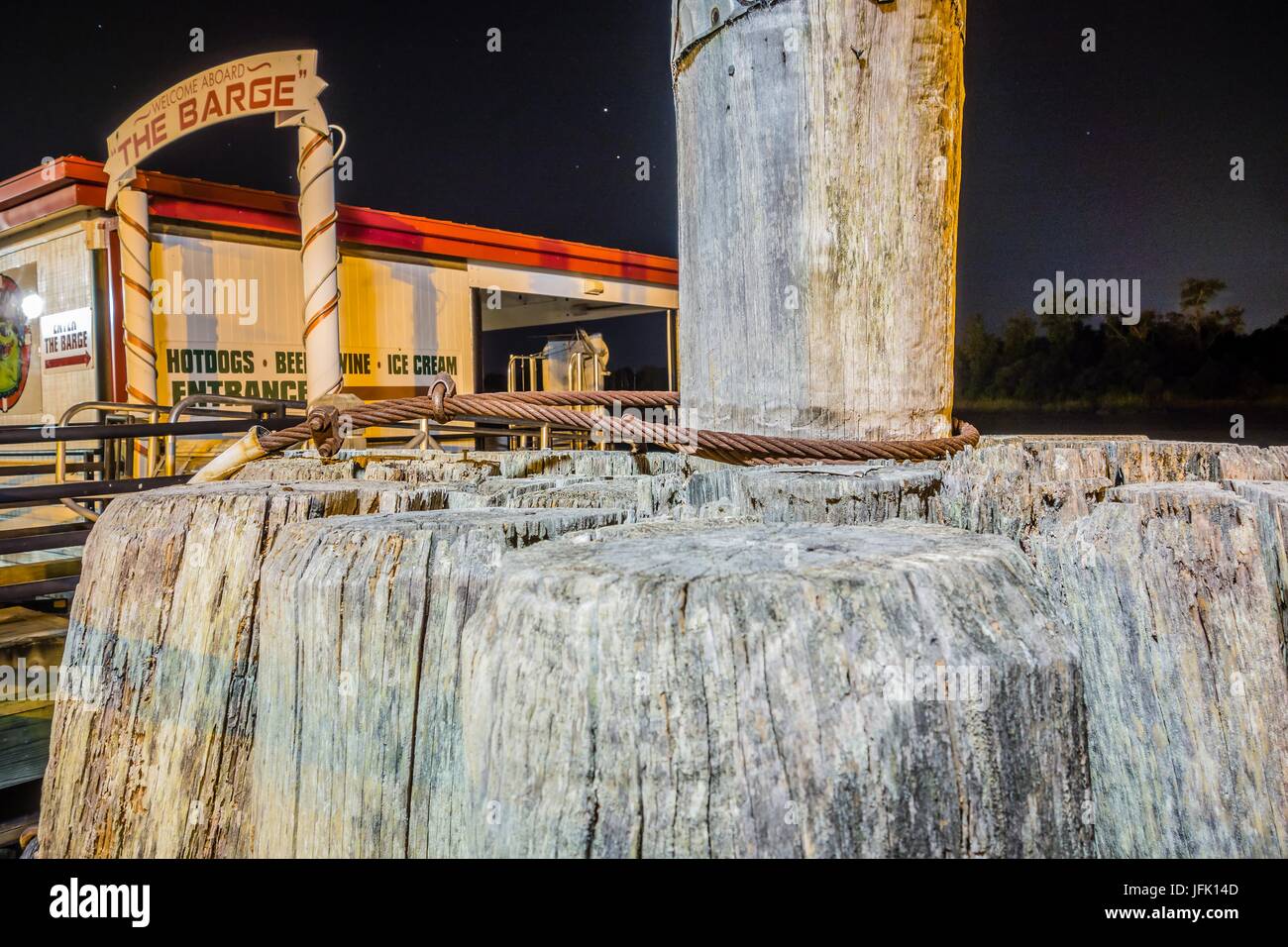 riverfront board walk scenes in wilmington nc at night Stock Photo - Alamy