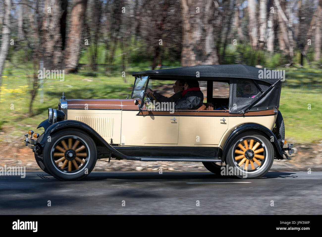 Vintage 1928 Chevrolet AB National Tourer driving on country roads near