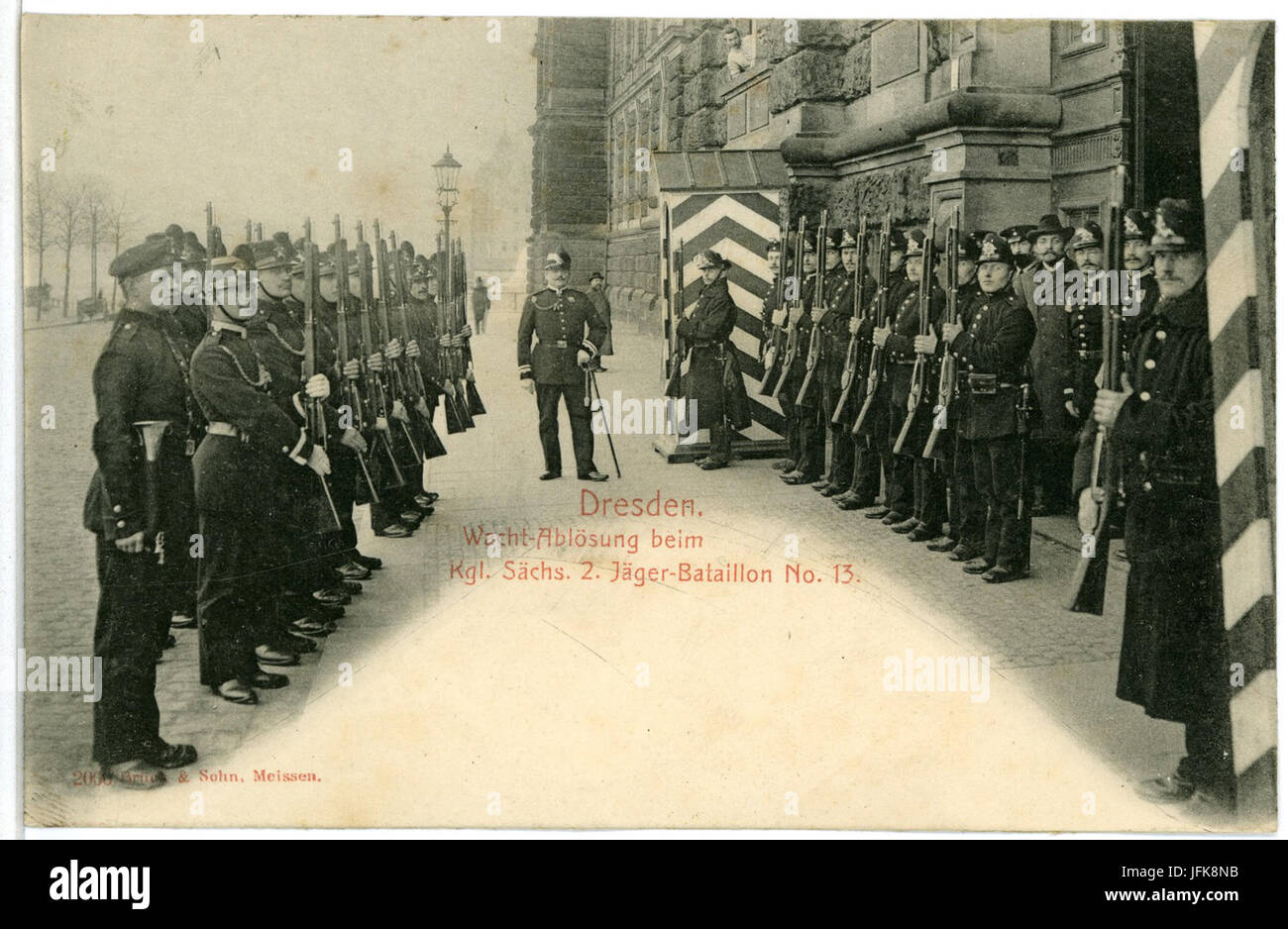 02066-Dresden-1901-Wachtablösung 2. Jäger-Bataillon-Brück & Sohn Kunstverlag Stock Photo