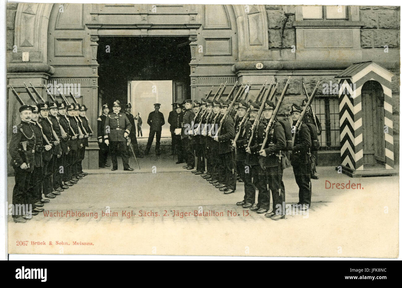 02067-Dresden-1901-Wacht-Ablösung 2. Jäger-Bataillon-Brück & Sohn Kunstverlag Stock Photo
