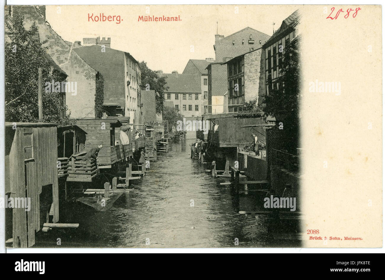 02088-Kolberg-1901-Mühlenkanal-Brück & Sohn Kunstverlag Stock Photo