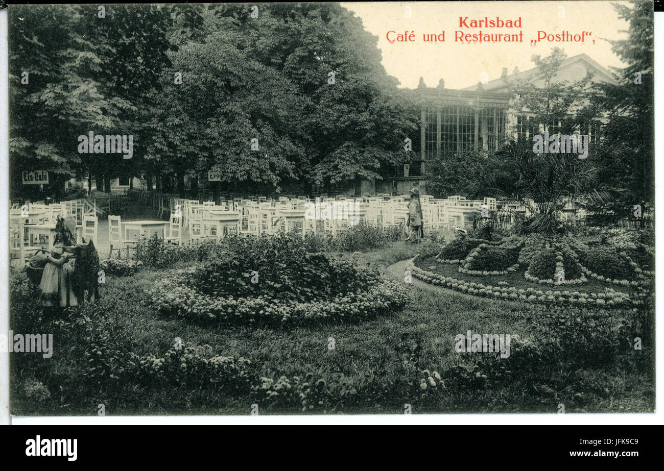 02312-Karlsbad-1902-Cafe-Restaurant Posthof-Brück & Sohn Kunstverlag Stock Photo