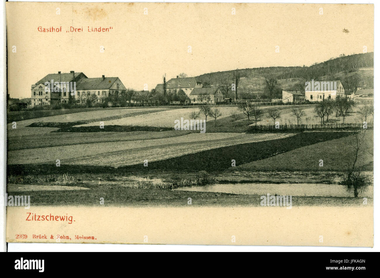 02939-Zitzschewig-1903-Gasthof Drei Linden-Brück & Sohn Kunstverlag Stock Photo