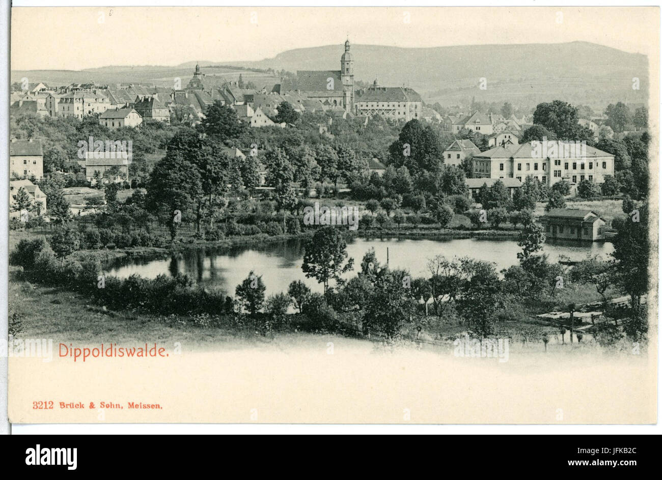 03212Dippoldiswalde1903Blick über den Teich zur StadtBrück & Sohn