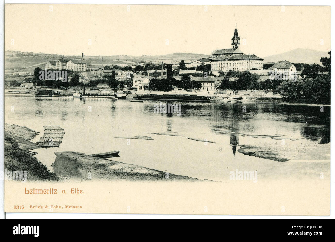 03312-Leitmeritz-1903-Blick über die Elbe zur Stadt-Brück & Sohn Kunstverlag Stock Photo