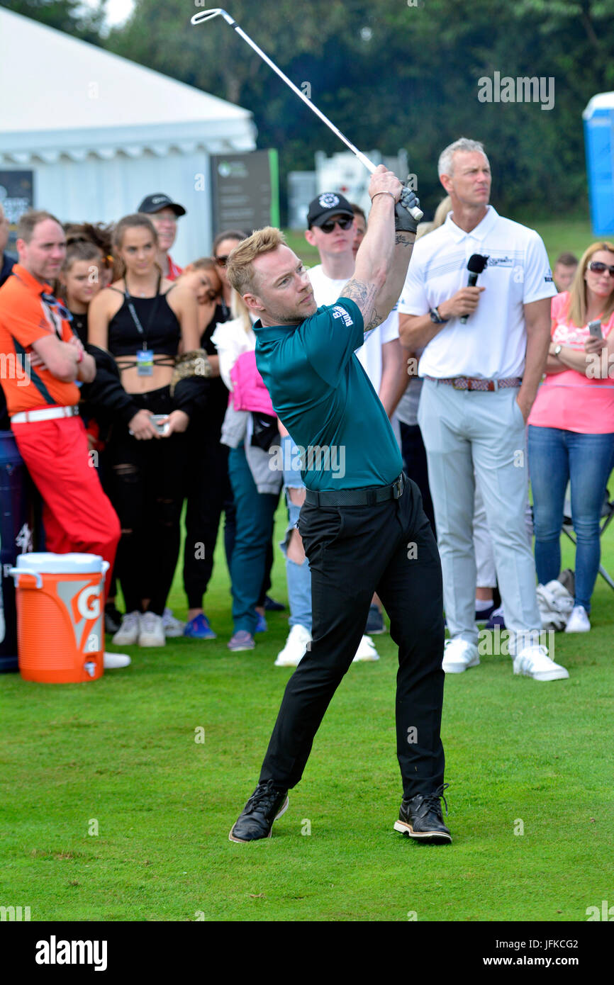 Newport, Wales, UK. 01st July, 2017.Ronan Keating. On a Sunny day in Wales at The Celtic Manor Celebrity Cup Golf where Celebritys battle it out for there teams, representing England Scotland Ireland and Wales. Credit: Robert Timoney/Alamy Live News Stock Photo