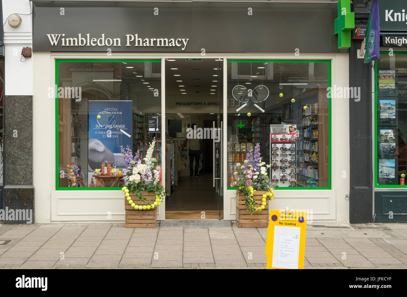 Wimbledon, London, UK. 1st July 2017. Retail shops, restaurants and