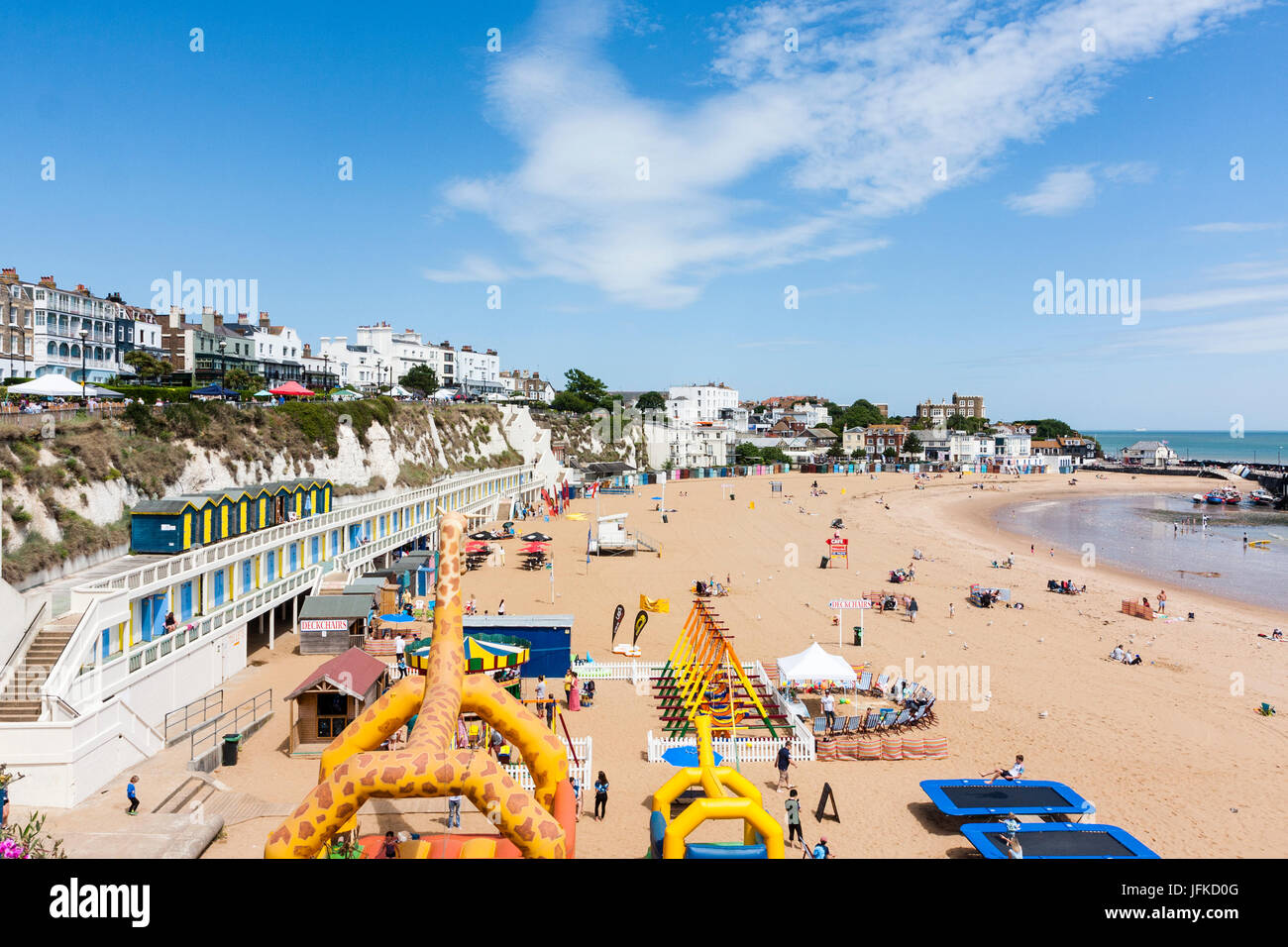 Broadstairs town and beach, Viking Bay, Bright sunshine with some ...