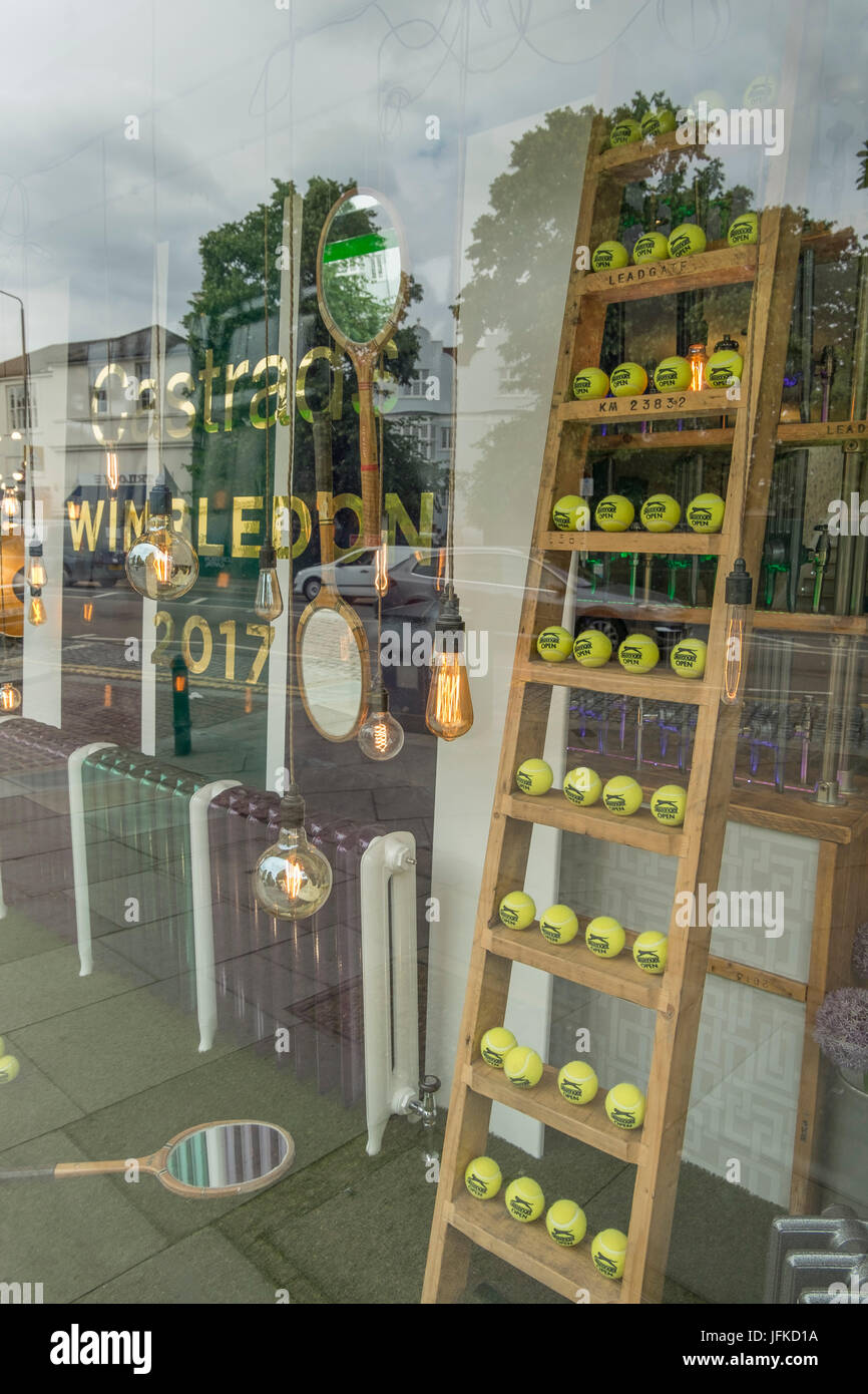 Wimbledon, London, UK. 1st July 2017. Retail shops, restaurants and