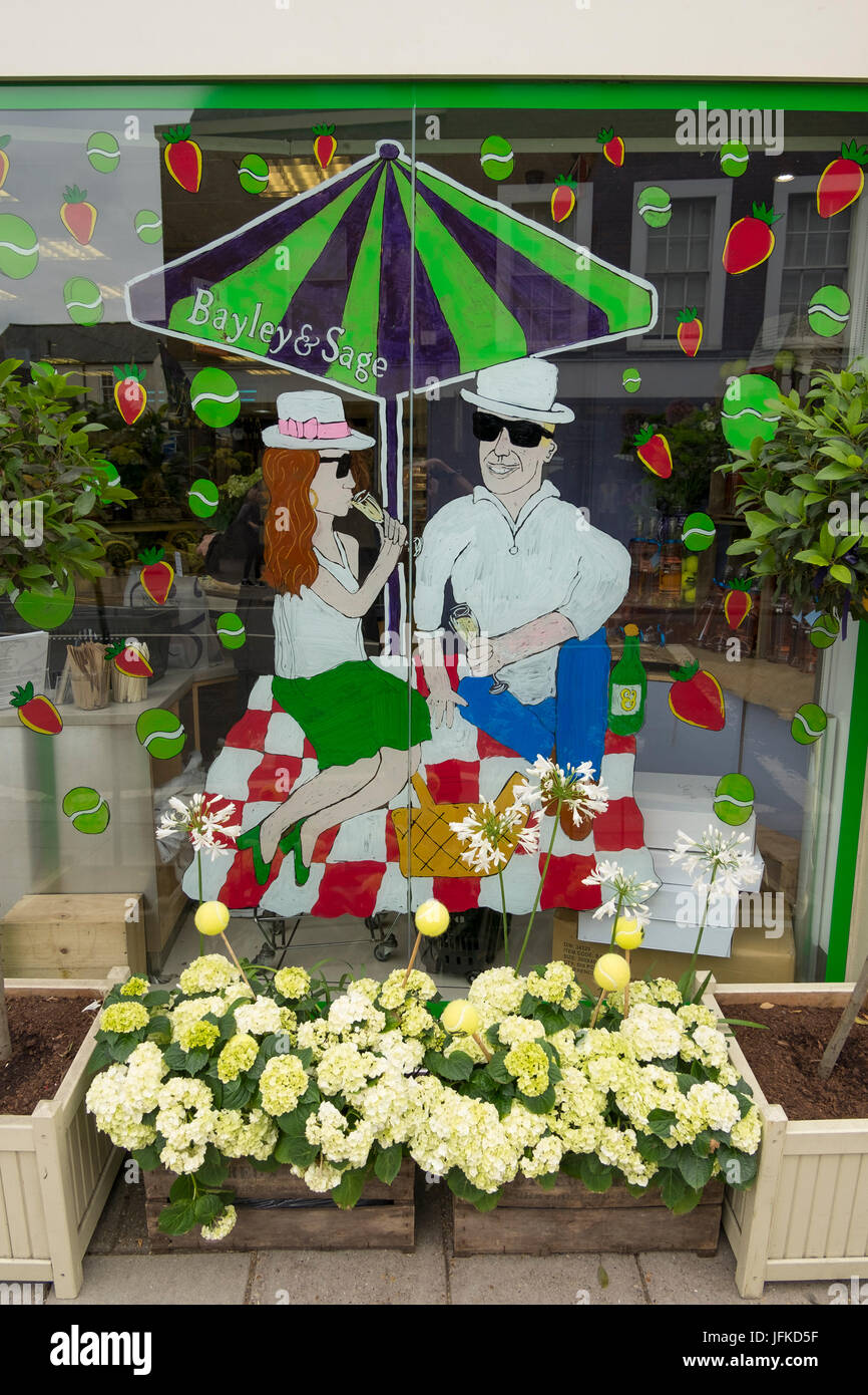 Wimbledon, London, UK. 1st July 2017. Retail shops, restaurants and