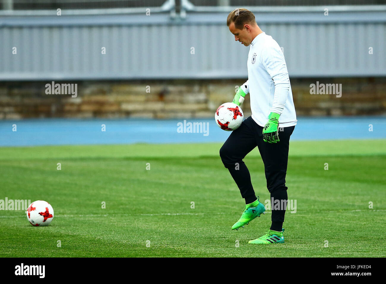 SÃO PETERSBURGO, MO - 01.07.2017: GERMAN TRAINING IN ST. PETERSBURG - Marc-Andre Ter Stegen of Germany during training of the German soccer team on the eve of the final of the Confederations Cup 2017 on Saturday (01), held at the Petrovsky stadium in St. Petersburg, Russia. Germany faces tomorrow&#3selection ion of Chile in search of the title. (Photo: Heuler Andrey/DiaEsportivo/Fotoarena) Stock Photo