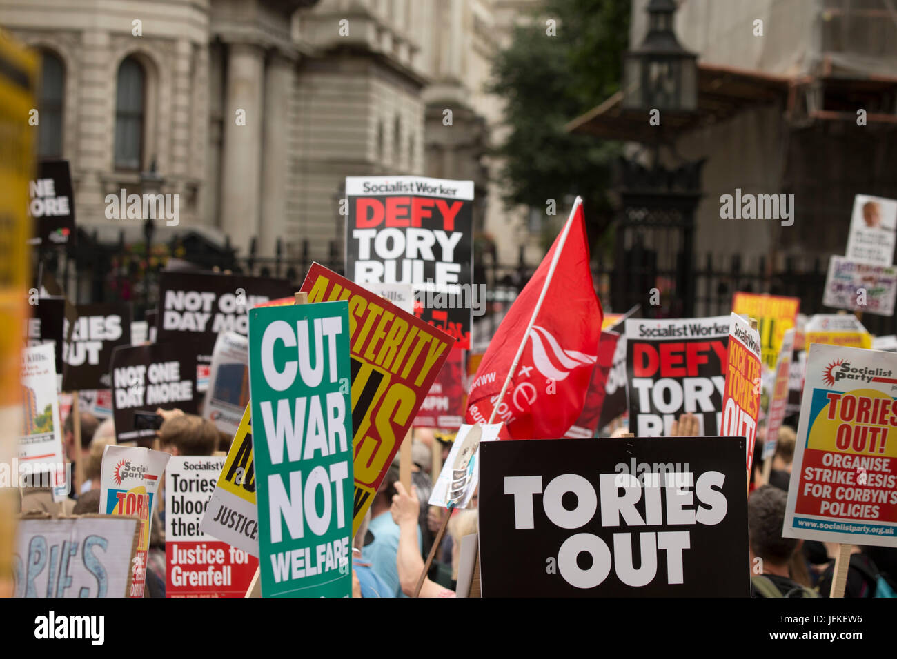 London, UK. 01st July, 2017. Thousands of people on the Not One More Day, Tories out national demonstration in central London. Credit: Sebastian Remme/Alamy Live News Stock Photo