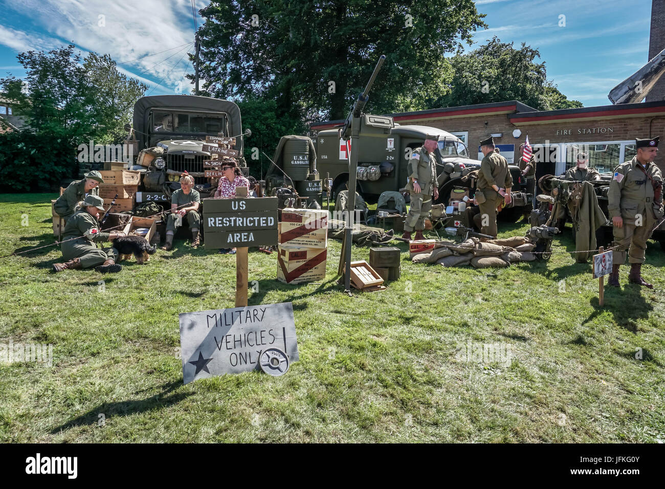 Meltham, Huddersfield, England. 1st July. Reconstruction of US army