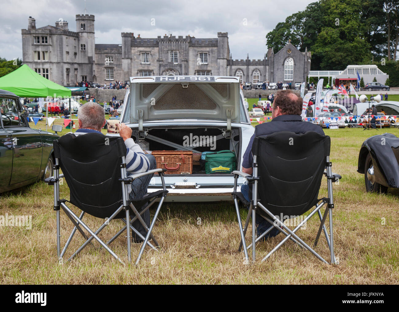 Leighton Hall annual classic car meet. Hundreds of vintage vehicles and