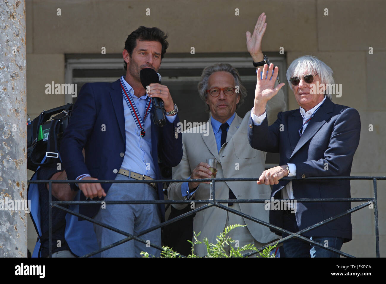 Goodwood, UK. 2nd July, 2017. Mark Webber presents Five Ages of Bernie Ecclestone celebration with Bernie Ecclestone and Lord March Credit: Malcolm Greig/Alamy Live News Stock Photo