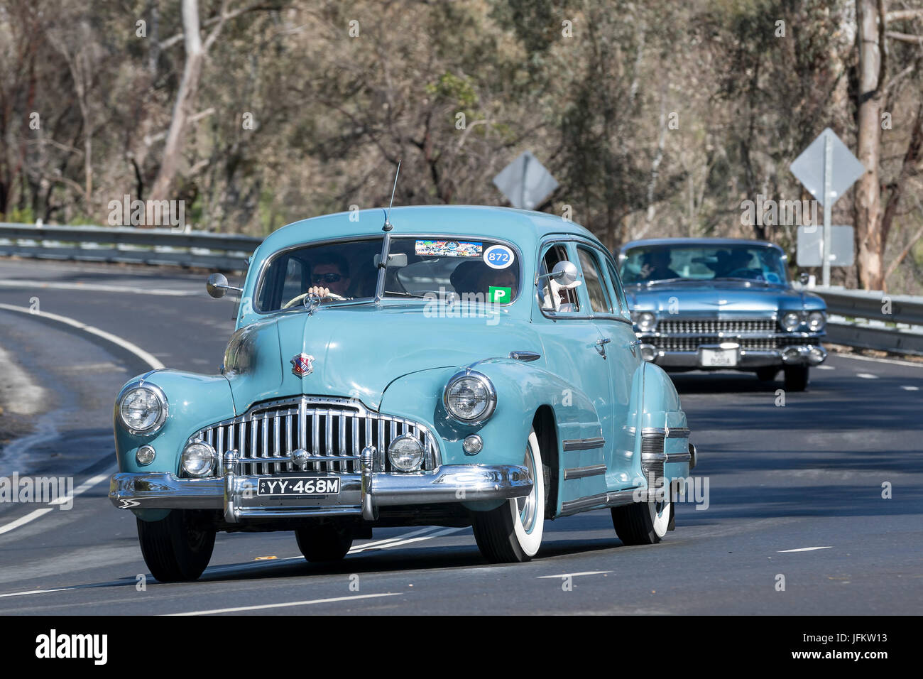 Vintage 1946 Buick Special Eight Sedan driving on country roads near ...