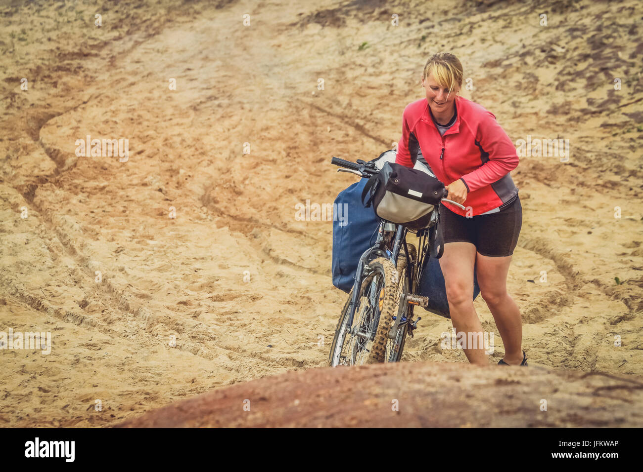 girls push along bike