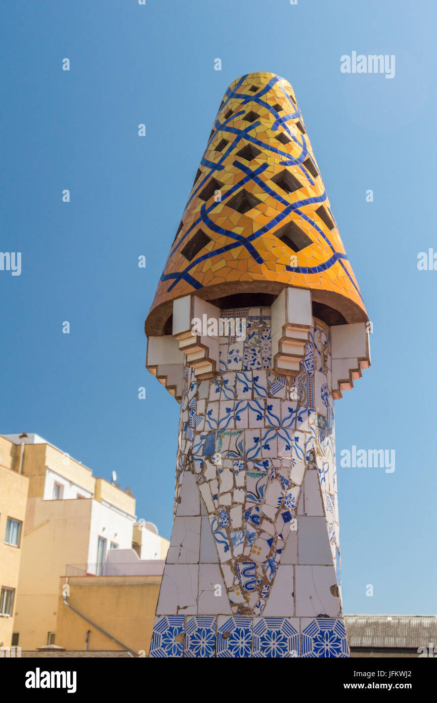 Antoni Gaudi chimney in Barcelona Stock Photo - Alamy