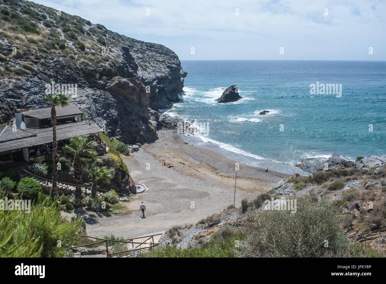 La Cala Restaurant overlooking the bay and the mediterranian sea Stock Photo