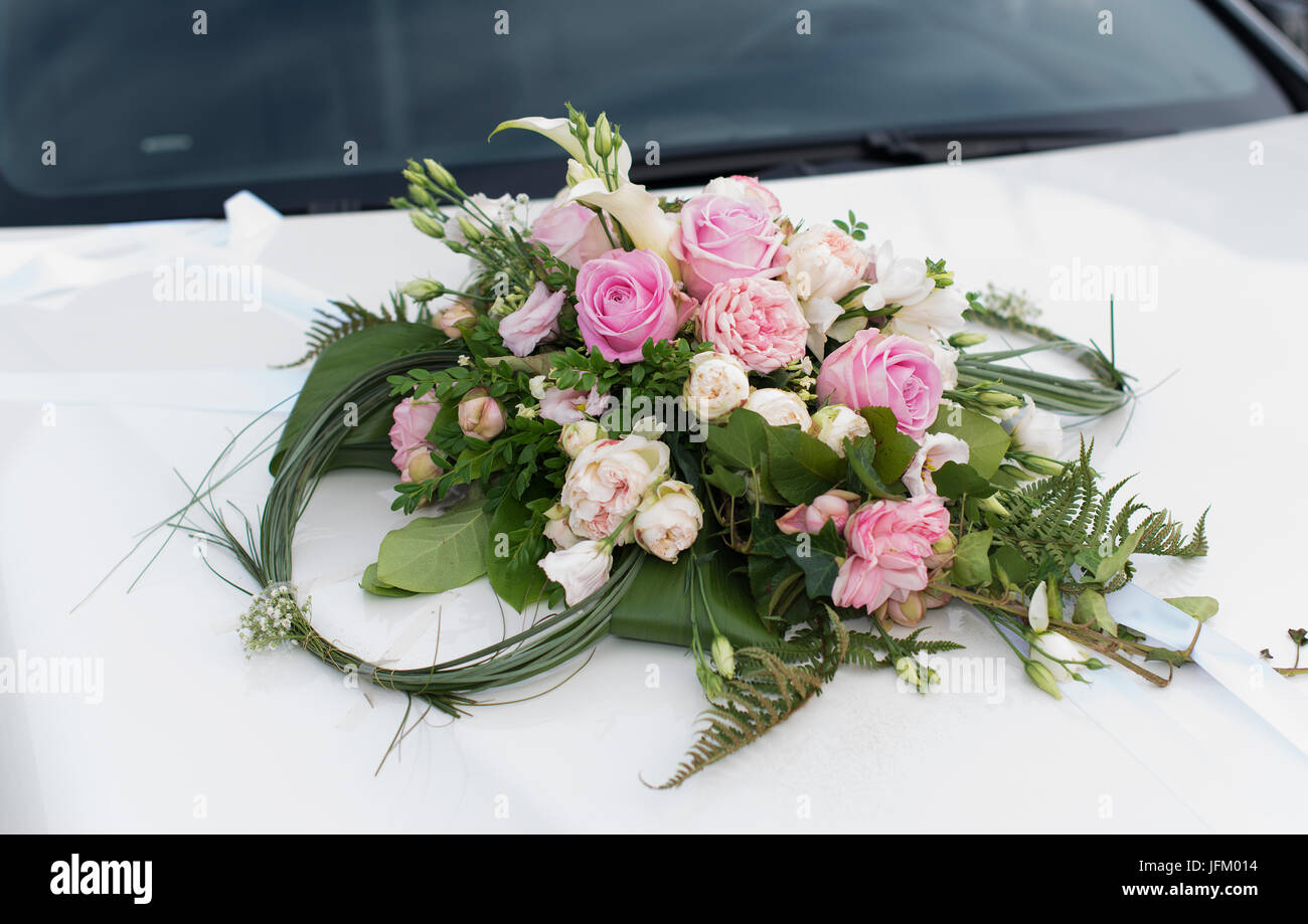 Wedding Car Decorations With Flower Bouquet Stock Photo, Picture and  Royalty Free Image. Image 1767955.