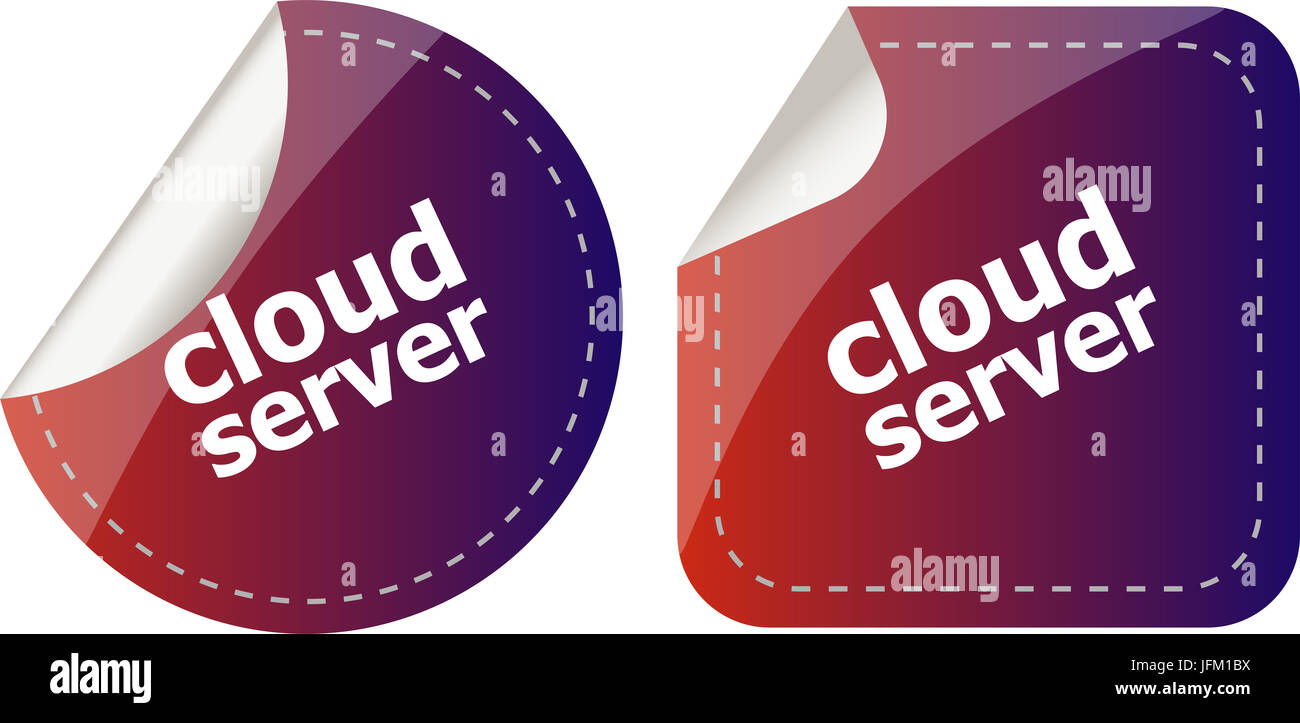 Cloud server computing concept, stickers label tag Stock Photo - Alamy