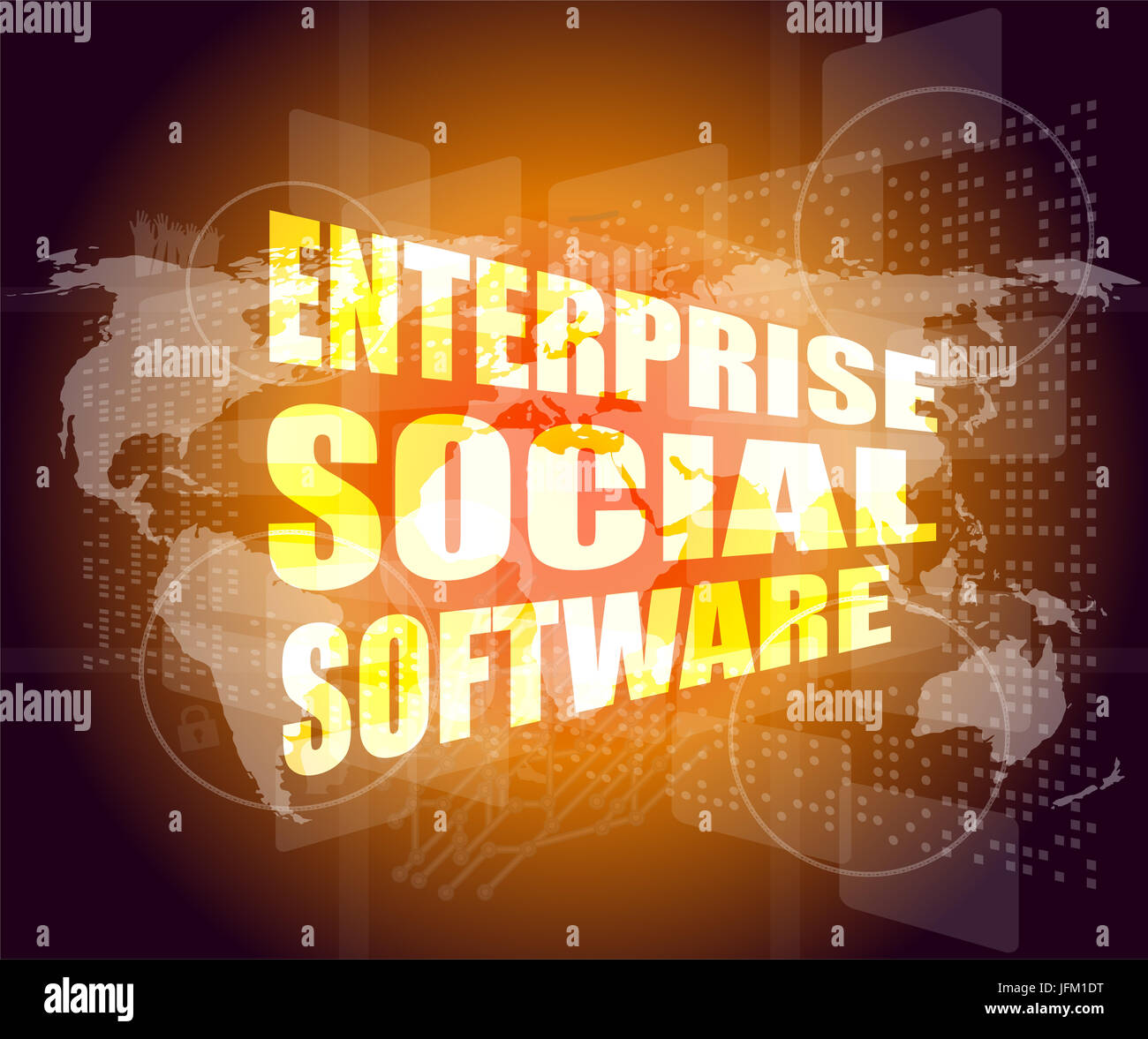 enterprise social software, interface hi technology, touch screen Stock Photo