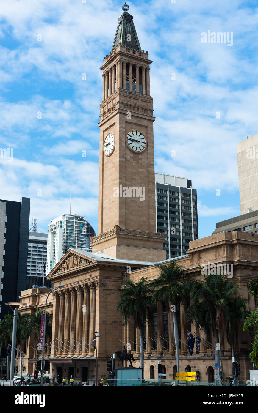 Brisbane City Hall on King George Square, Brisbane City, Brisbane, Queensland, Australia Stock Photo