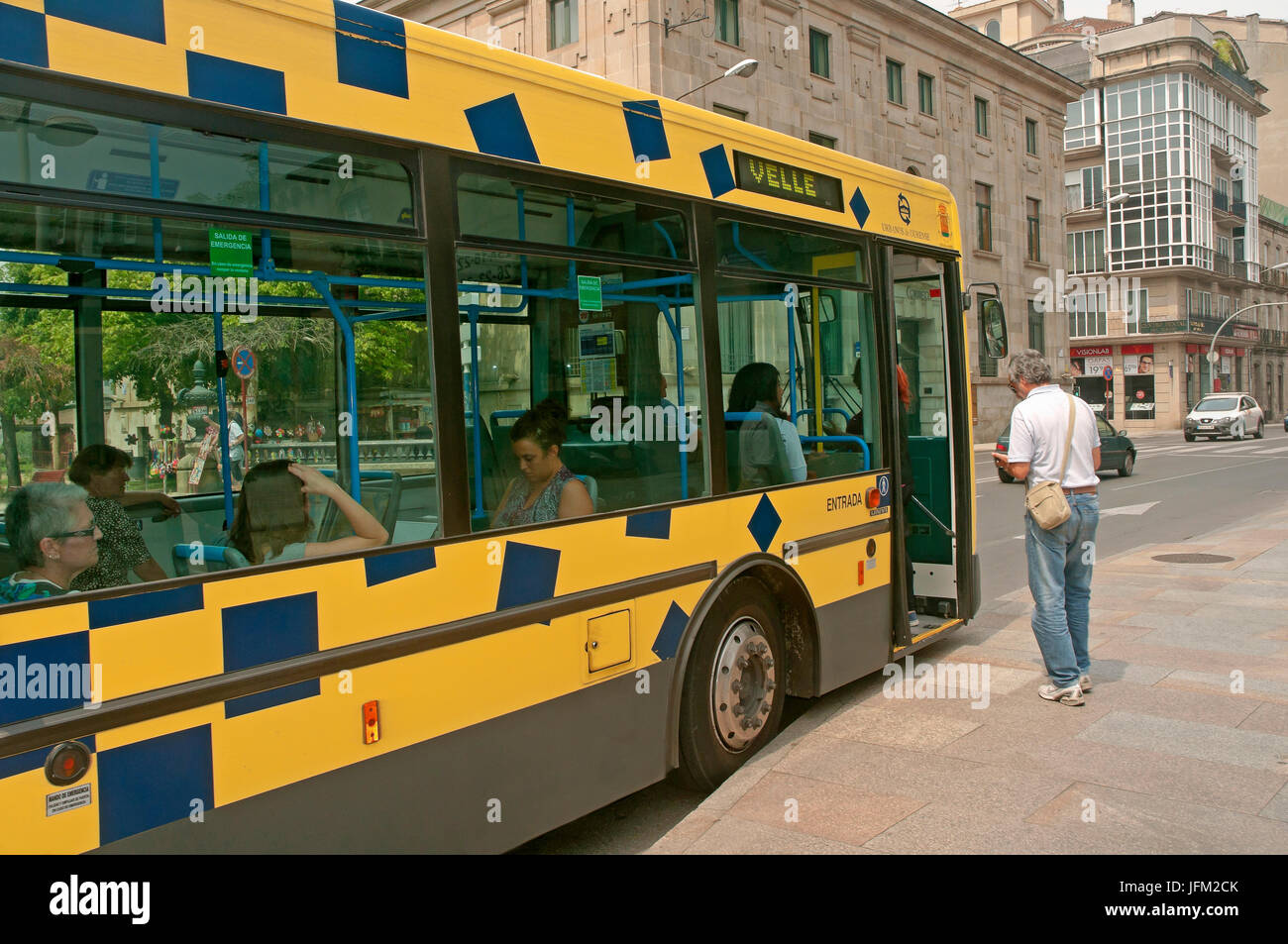 Urban bus, Orense, Region of Galicia, Spain, Europe Stock Photo