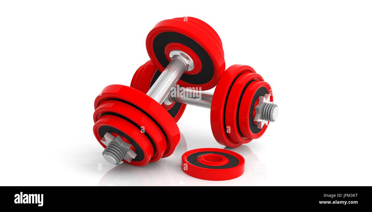 Dumbbells weights isolated on white background. 3d illustration Stock ...