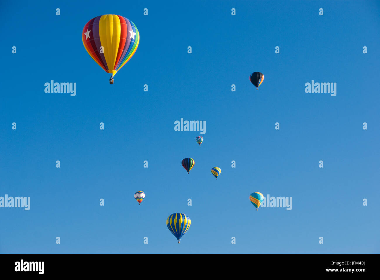 Hot Air Balloons in Blue Sky Stock Photo - Alamy