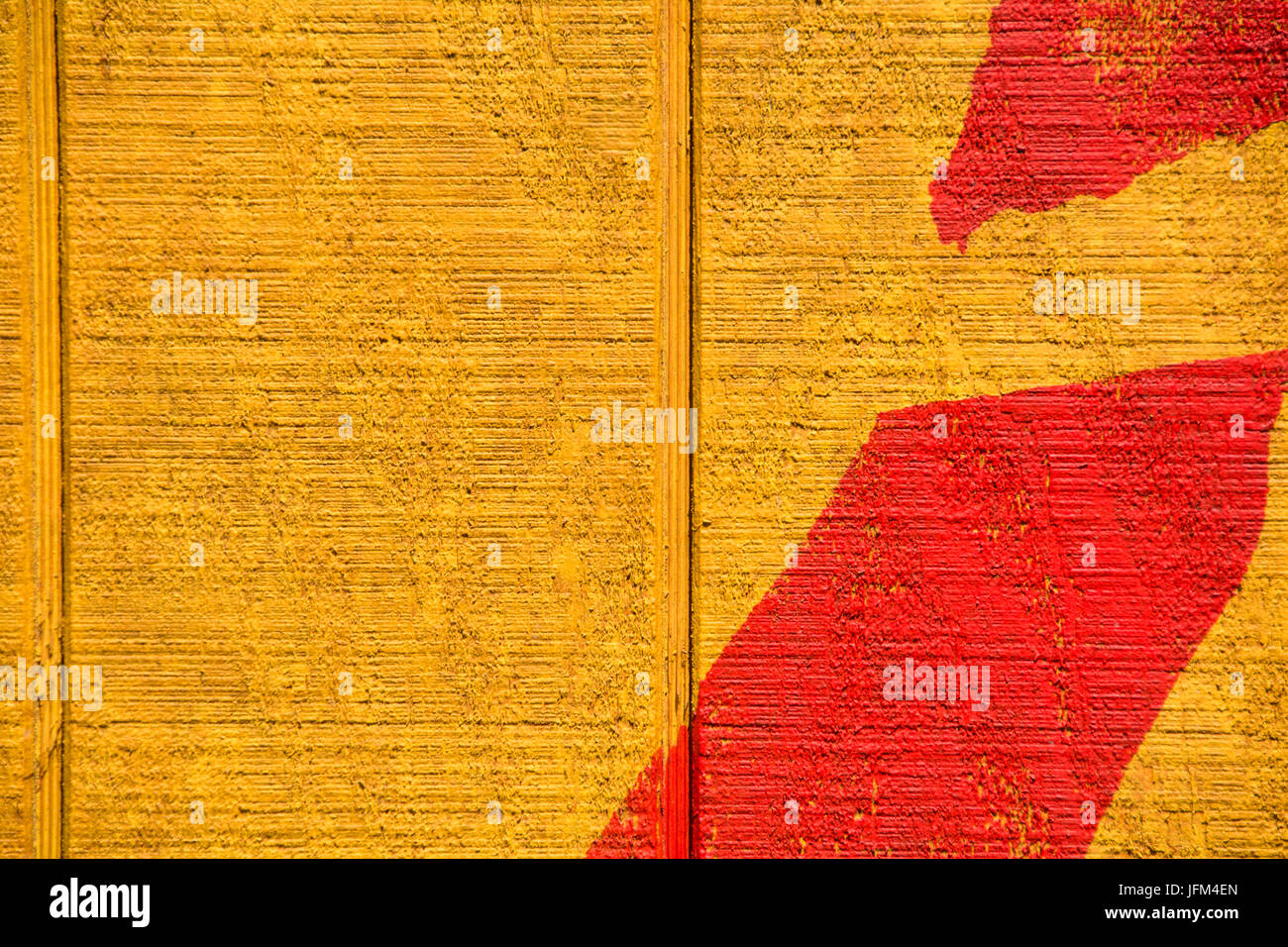 Yellow and Red Wood Wall Stock Photo - Alamy