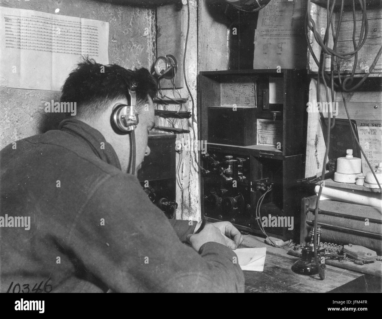 Listening post of headquarters. 5th Field Artillery, Manil la Tour, France, Mar 21, 1918 Stock Photo