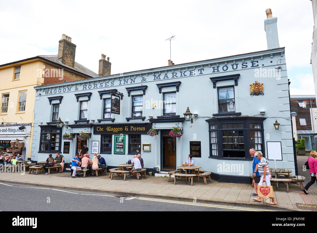 Wagon And Horses Inn And Market House, High Street, Newmarket, Suffolk, UK  Stock Photo - Alamy