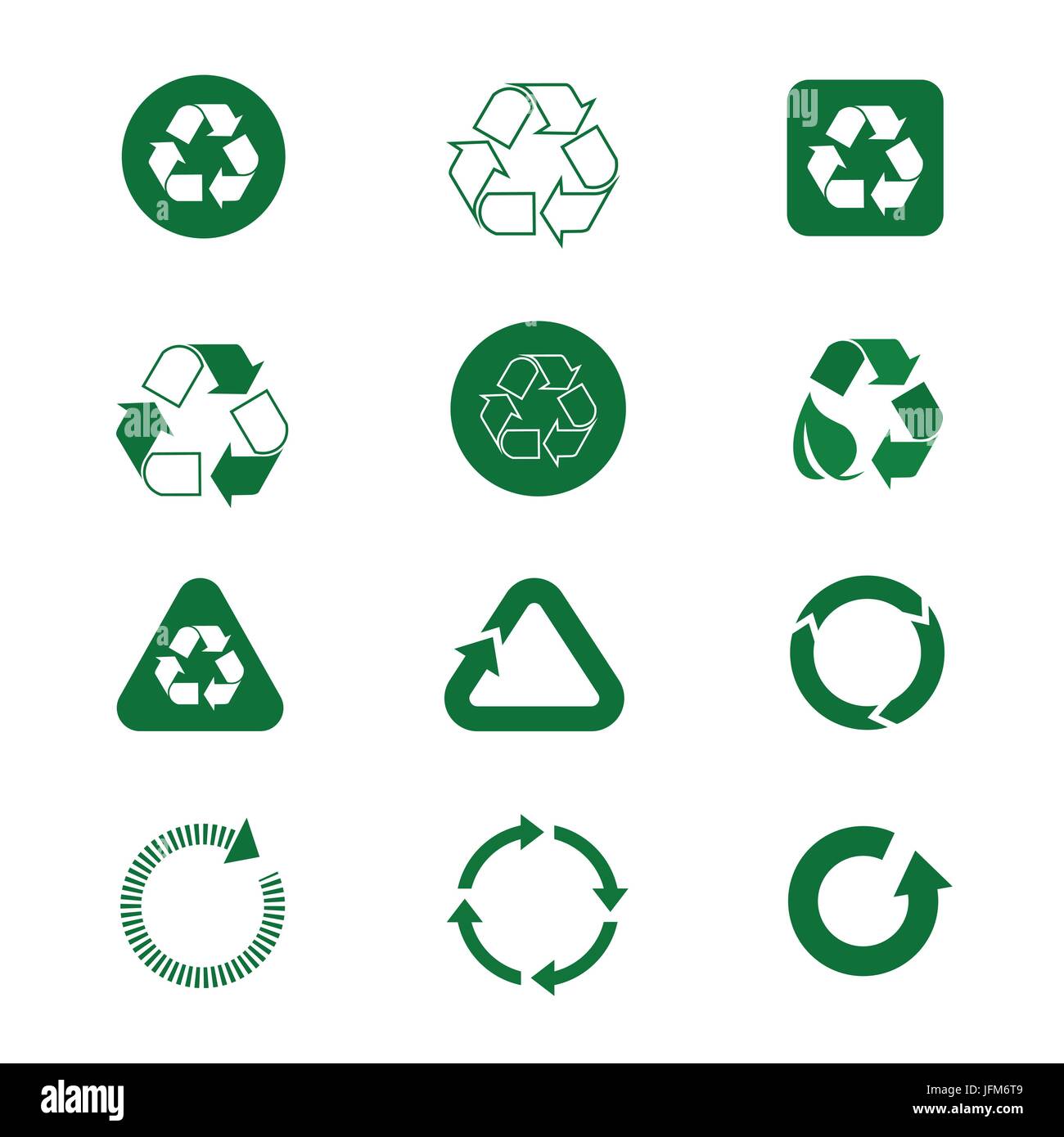Recycle Symbol Green Arrows Logo Set Web Icon Collection Stock Vector ...