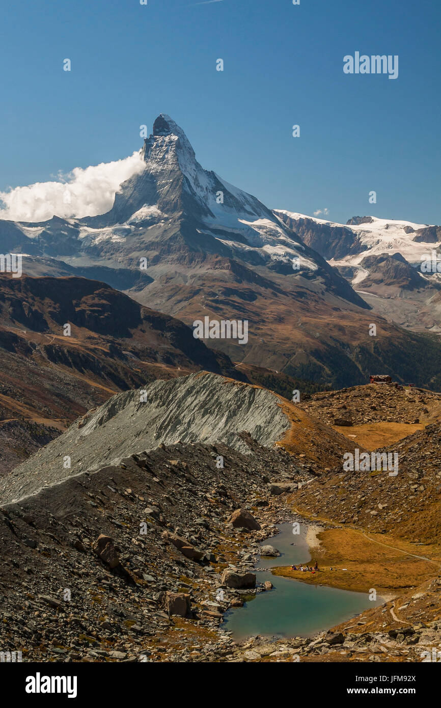 The big Matterhorn, Zermatt valley, Valais-Wallis Canton, Switzerland Stock Photo