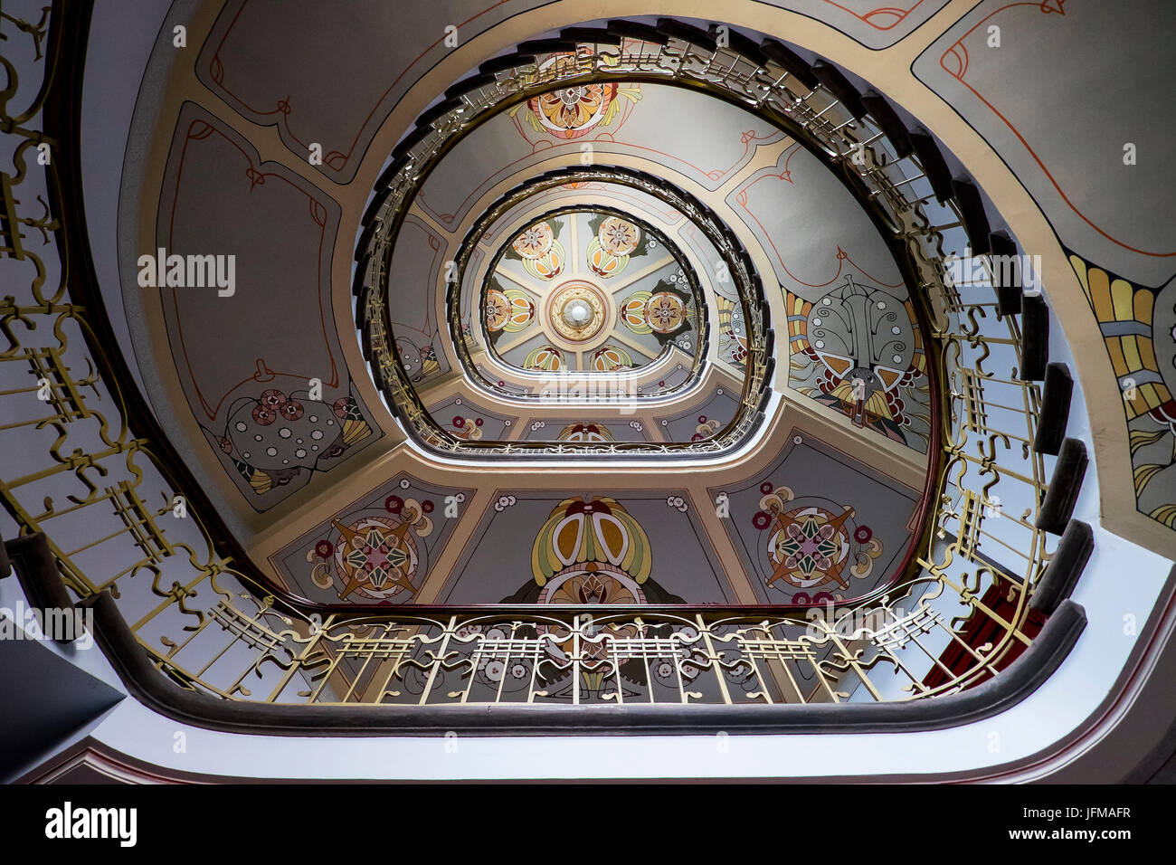 Riga, Latvia, Europe, The wonderful staircase of Art Nouveau Museum, Stock Photo