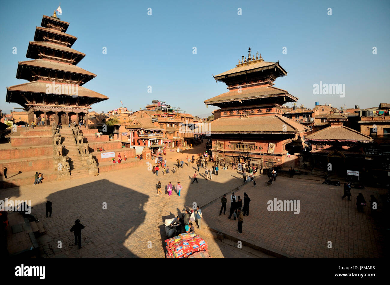 The ancient city of Bhaktapur is one of the best preserved medieval historic sites of Nepal Stock Photo