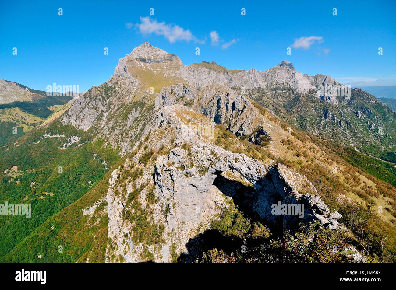 A view of natural arc of Mt, Forato, Alpi Apuane, Tuscany, Italy, Stock Photo